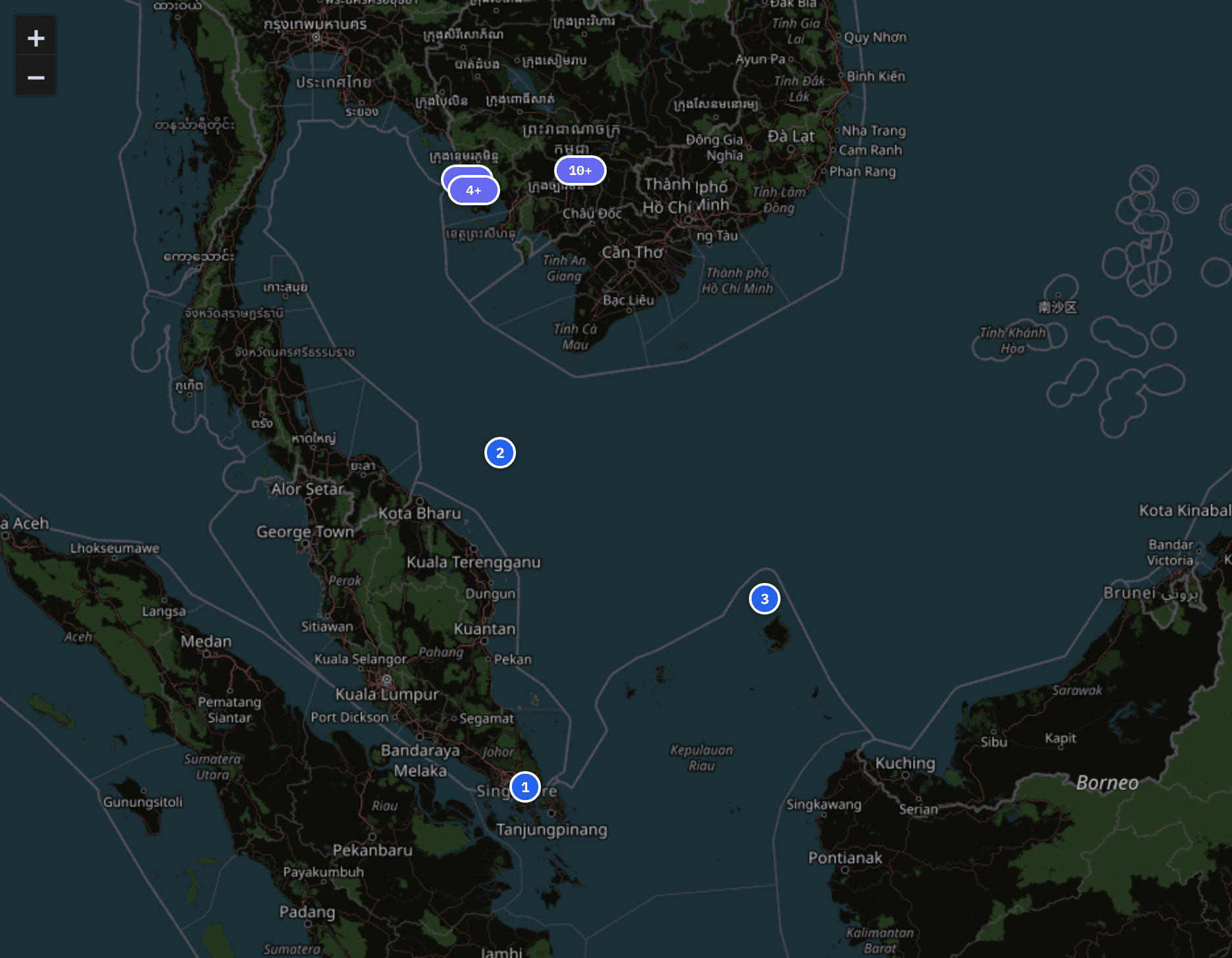 Timeline Map showing CT-451 Airstrip Diversion events across Southeast Asia with numbered markers